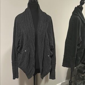 Wilfred Dark Gray Open-Front Drape Cardigan Sweater